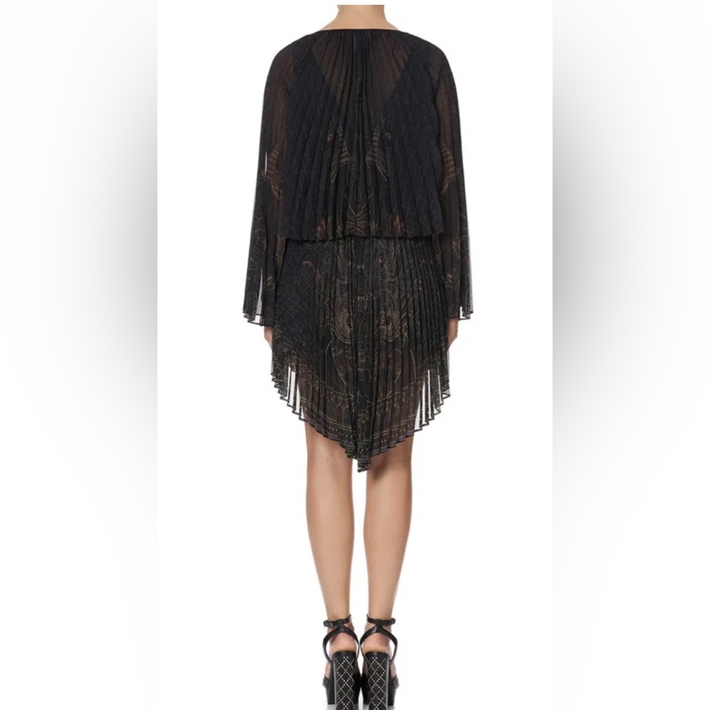 CAMILLA *Cobra King* black pleated double layer 2 pc Egyptian print dress S - Picture 5 of 10
